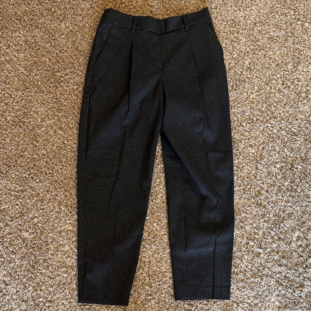 Loft women’s sparkle black pleated pull on elastic waist pants